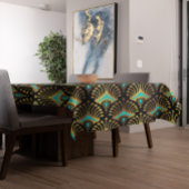 Schwarz-Blau-Art-Deco-Muster Tischdecke