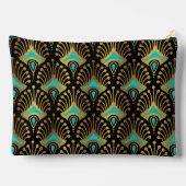 Schwarz-Blau-Art-Deco-Muster Zubehörtasche (Rückseite)