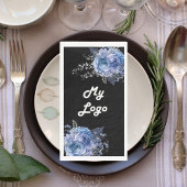 Schwarz-Blau-Blumen-Firmenlogo Serviette