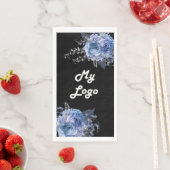 Schwarz-Blau-Blumen-Firmenlogo Serviette (Beispiel)