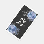 Schwarz-Blau-Blumen-Firmenlogo Serviette (Ecke)