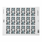 Schwarz/Blau-BlumenDamaske Hochzeit Hershey Wrappe Adressaufkleber (Vorne)