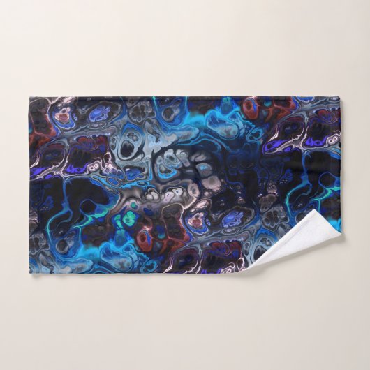 Schwarz, Blau, bordeauxfarbene gefärbte Krawatte Badhandtuch Set (Handtuch)