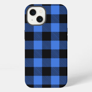 Schwarz Blau Buffalo Karo Karomuster iPhone 13 Hülle