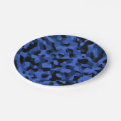Schwarz-Blau-Camouflage-Druckmuster Pappteller (Schrägansicht)