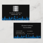 Schwarz-Blau-City-Skyline-Anwesen Visitenkarte (Vorne/Hinten)