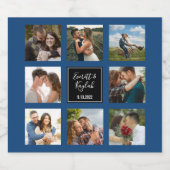 Schwarz-Blau-Collage des Hochzeitsstils des Fotos Bierflaschenetikett (Einzelnes Label)