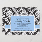 Schwarz-Blau-Damast-Einladung Einladung (Vorne/Hinten)