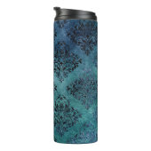 Schwarz-Blau-Damast Thermosbecher (Nach rechts gedreht)