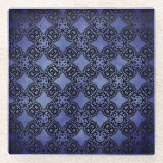 Schwarz & Blau Diamantketten Pattern Untersetzer (Vorderseite)