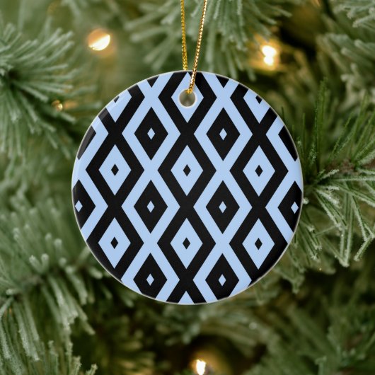 Schwarz-Blau-Diamantmuster Keramik Ornament (Baum)