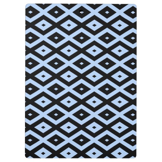 Schwarz-Blau-Diamantmuster Klemmbrett (Rückseite)