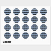 Schwarz-Blau-Diamantmuster Runder Aufkleber (Blatt)