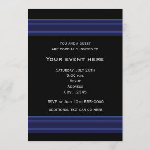 Schwarz-Blau-Elegantes Party - Einladung