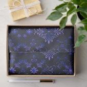Schwarz-Blau-Flora-Schneeflocken Weihnachten Seidenpapier (Geschenk)