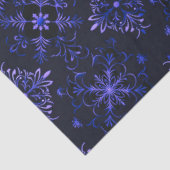 Schwarz-Blau-Flora-Schneeflocken Weihnachten Seidenpapier (Ausschnitt)