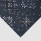 Schwarz-Blau-Flora-Schneeflocken Weihnachten Seidenpapier (Ausschnitt)