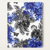 Schwarz/Blau Floral Watercolor Geschäftsplaner Planer (Rückseite)