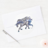 Schwarz-Blau-Flügel-Einhorn Runder Aufkleber (Umschlag)