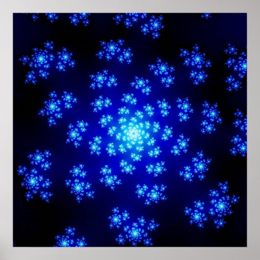 Schwarz-Blau-Fraktal Poster (Vorne)