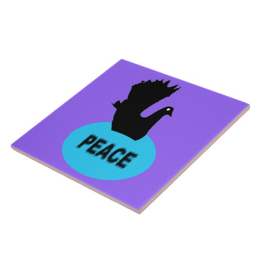 Schwarz-Blau-Frieden-Taubklemme Fliese (Seite)