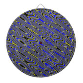 Schwarz-Blau-Gelb-Wirbles Muster-Karte Dartscheibe (vorne)