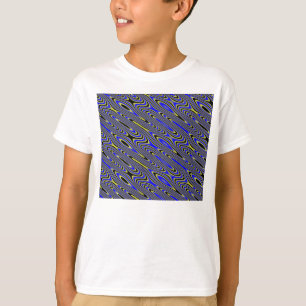 Schwarz-Blau-Gelb-Wirbles Muster Kinder T Shirt
