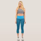 Schwarz-Blau-Geometrisches Sternmuster Capri Leggings (Vorderseite)