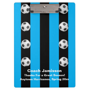 Schwarz-blau gestreift, Dankeschön Fußballtrainer Klemmbrett