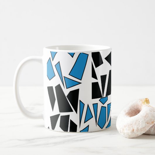 Schwarz Blau Glasmalereimuster Kaffeetasse (Mit Donut)