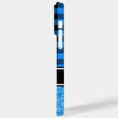 Schwarz-Blau-Glitzer Buffalo Kariert Monogram Case-Mate iPhone Hülle (Rückseite / Links)