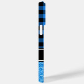 Schwarz-Blau-Glitzer Buffalo Kariert Monogram Case-Mate iPhone Hülle (Rückseite / Rechts)