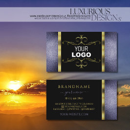 Schwarz-Blau-Glitzer-Golddekoration mit Logo Visitenkarte
