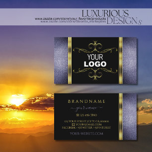 Schwarz-Blau-Glitzer-Golddekoration mit Logo Visitenkarte