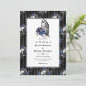 Schwarz-Blau-Gotik-Hochzeit Einladung (Stehend Vorderseite)