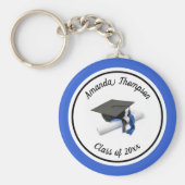 Schwarz-Blau-Graduierungskappe und Tassel Schlüsselanhänger (Vorne)