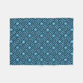 Schwarz-Blau-Griechisches Schlüsselmuster Fleecedecke (Vorderseite (Horizontal))