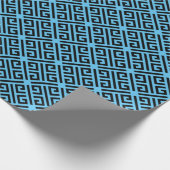 Schwarz-Blau-Griechisches Schlüsselmuster Geschenkpapier (Ecke)