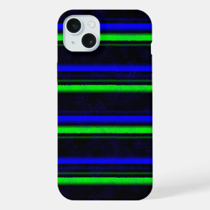 Schwarz Blau Grün Streifen iPhone 15 Plus Hülle
