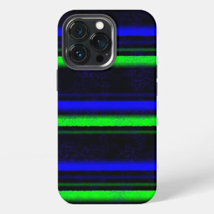 Schwarz Blau Grün Streifen iPhone 13 Pro Hülle
