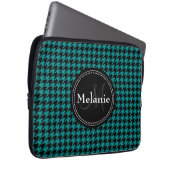 Schwarz-Blau-Hahnentrittmuster Mit Monogramm Muste Laptopschutzhülle (Vorne Rechts)