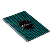 Schwarz-Blau-Hahnentrittmuster Mit Monogramm Muste Notizblock (Rechte Seite)