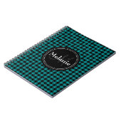 Schwarz-Blau-Hahnentrittmuster Mit Monogramm Muste Notizblock (Linke Seite)