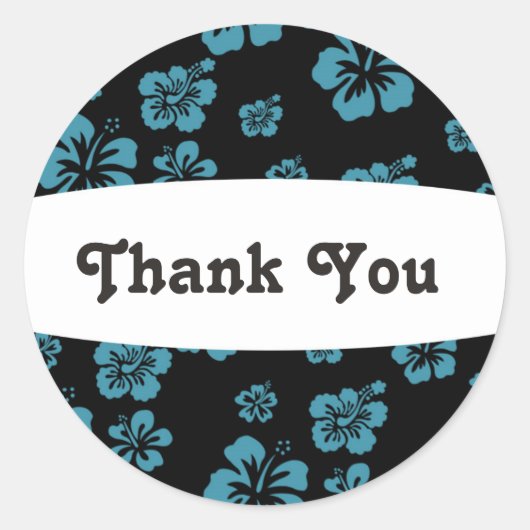 Schwarz/Blau Hibiskus Blume Blumenaufkleber für Pa Runder Aufkleber (Vorderseite)