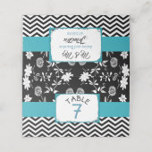 Schwarz-Blau-Hochzeitskarten für die Tischnummer Platzkarte (Außenseite Aufgefaltet)