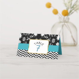 Schwarz-Blau-Hochzeitskarten für die Tischnummer Platzkarte