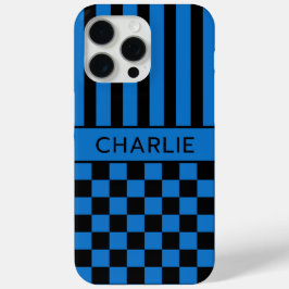 Schwarz-blau kariert gestreift Personalisiert Case-Mate iPhone Hülle