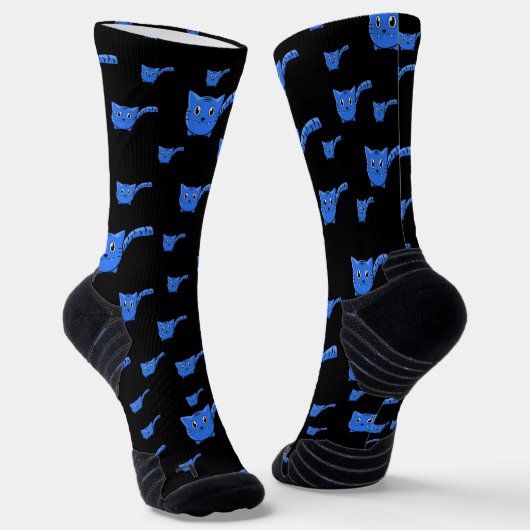 Schwarz-Blau-Kätzchen Socken (Gewinkelt)