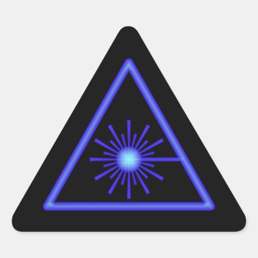 Schwarz-Blau-Laser-Warnaufkleber Dreieckiger Aufkleber (Vorderseite)