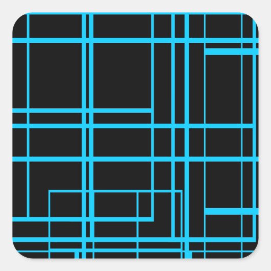 Schwarz-Blau-Laserdesign Quadratischer Aufkleber (Vorderseite)